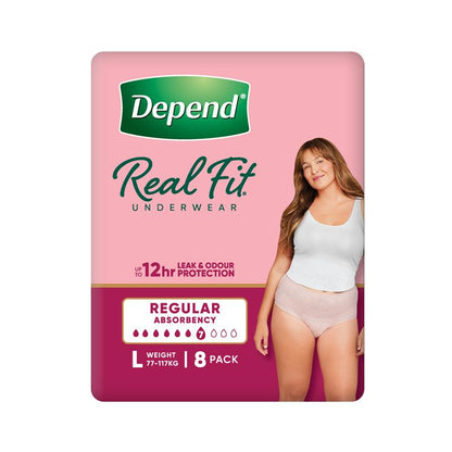 Depend Women Real Fit Underwear Large  8 Pack
