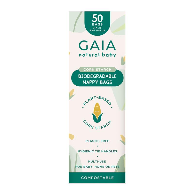 Gaia Natural Baby Biodegradable Nappy Bags 50 Pack