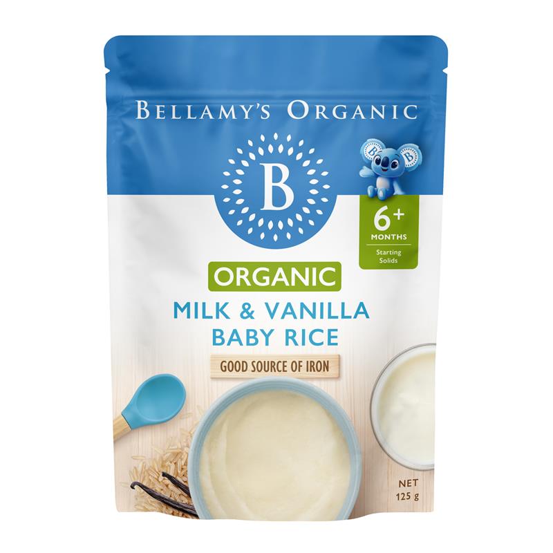 Bellamy's Organic Milk & Vanilla Baby Rice Cereal 125g