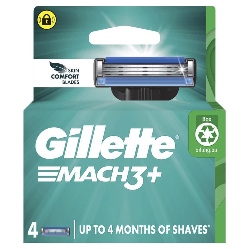 Gillette Mach 3+ Replacement Razor Blades 4 Pack