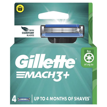 Gillette Mach 3+ Replacement Razor Blades 4 Pack