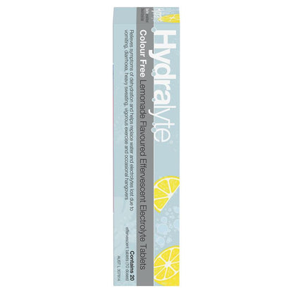 Hydralyte Electrolyte Effervescent Colour Free Lemonade 20 Tablets