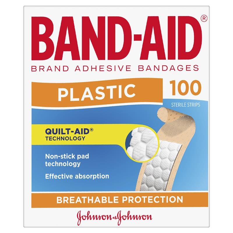 Band-Aid Plastic Strips 100 Pack