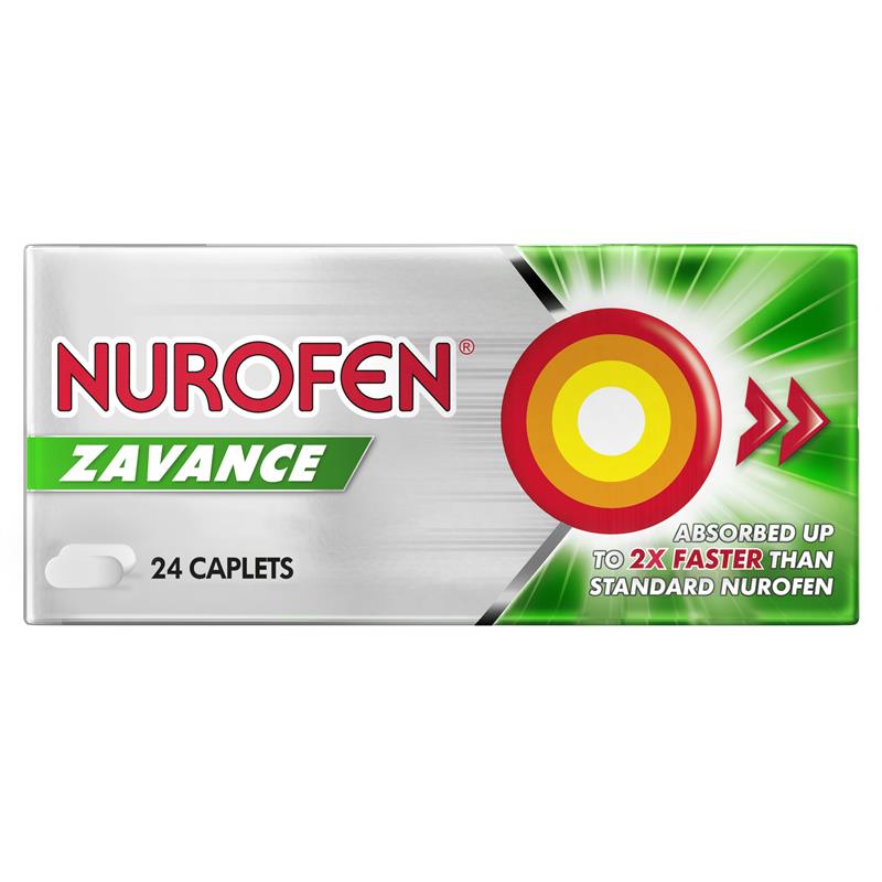 Nurofen Zavance Fast Pain Relief Caplets 256mg Ibuprofen 24 Pack