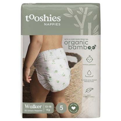 Tooshies Eco Nappies with Organic Bamboo Size 5 Walker 13-18kg, 32 pack - GimmeNow