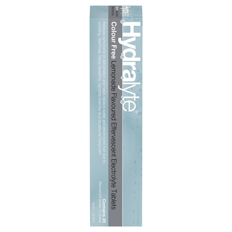 Hydralyte Electrolyte Effervescent Colour Free Lemonade 20 Tablets - GimmeNow