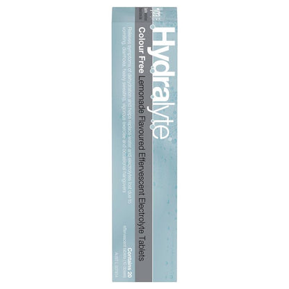 Hydralyte Electrolyte Effervescent Colour Free Lemonade 20 Tablets - GimmeNow