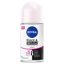NIVEA Black & White Invisible Clear Roll On Deodorant 72H Protection 50ml
