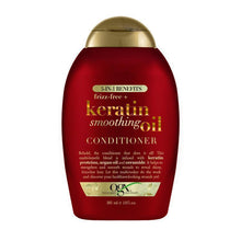 Ogx Frizz Free + Keratin Smoothing Oil 5 in 1 Benefits Conditioner For Frizzy Hair 385mL - GimmeNow