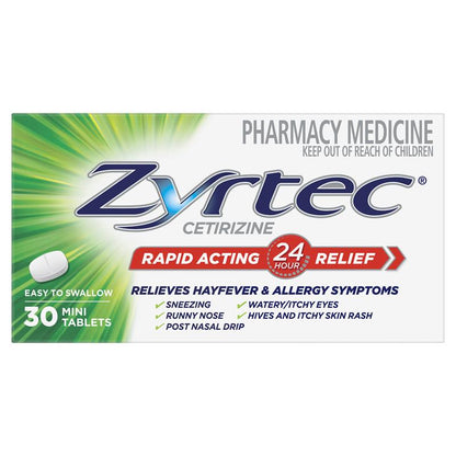 Zyrtec Rapid Acting Antihistamine Allergy & Hayfever Mini Tablets 30 Pack