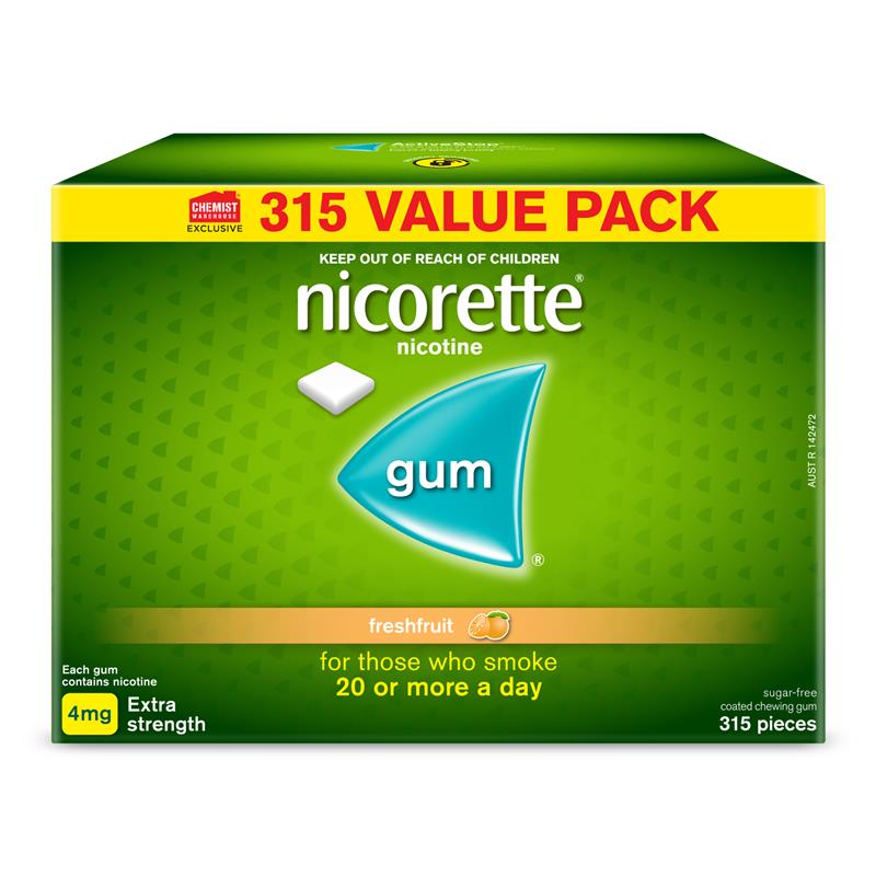 Nicorette Gum 4mg Fresh Fruit 315 Pieces Exclusive Size