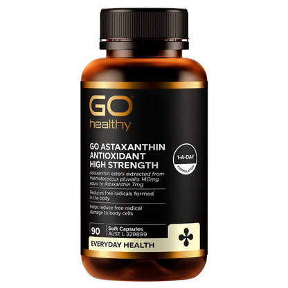 GO Healthy Astaxanthin Antioxidant High Strength 90 Soft Capsules Exclusive Size