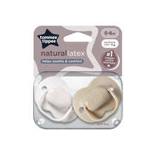 Tommee Tippee Natural Latex Cherry Soothers, Symmetrical Design, BPA-Free, 0-6m, White and Beige, Pack of 2 Dummies - GimmeNow