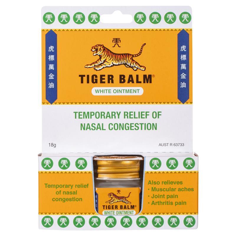 Tiger Balm Nasal Congestion & Muscle Relief White Ointment 18g