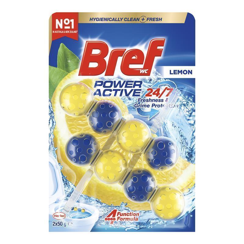 Bref Power Active Toilet Cleaner Block Lemon Twin Pack 100g