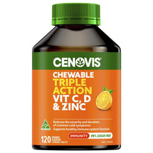 Cenovis Chewable Triple Action C D & Zinc 120 Tablets