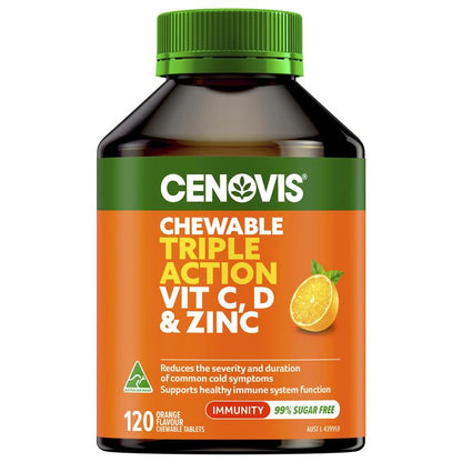 Cenovis Chewable Triple Action C D & Zinc 120 Tablets