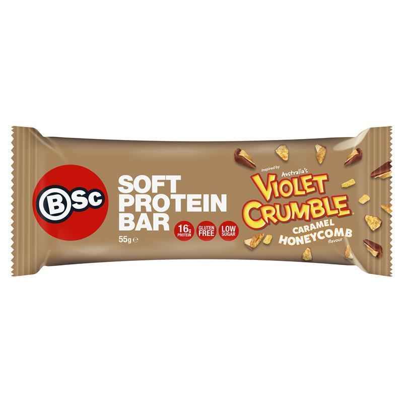 BSc x Violet Crumble Soft Protein Bar Caramel Honeycomb 55g