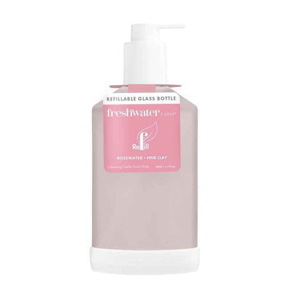 Freshwater Farm Refillable Glass Bottle Rosewater + Pink Clay 500ml