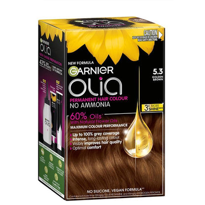 Garnier Olia 5.3 Golden Brown Permanent Hair Colour No Ammonia 60% Oils