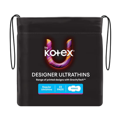 U by Kotex Designer Ultrathin Pads Regular with Wings 22 Pack