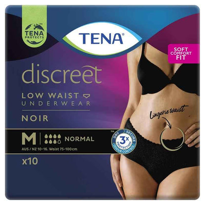 TENA Pants Womens Discreet Black Medium 10 Pack