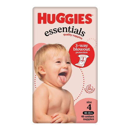 Huggies Essentials Nappies Size 4 (10- 15kg) 46 Pack
