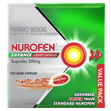 Nurofen Zavance Fast Pain Relief Liquid Capsules 200mg Ibuprofen 100 Pack