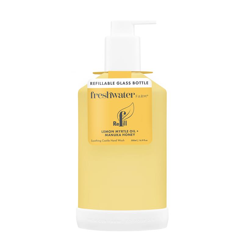 Freshwater Farm Refillable Glass Bottle Lemon Myrtle + Manuka Honey 500ml