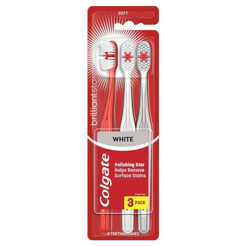 Colgate Toothbrush Brilliant Star White Soft 3 Pack