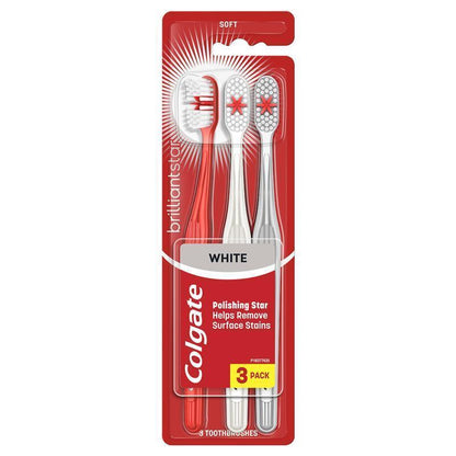 Colgate Toothbrush Brilliant Star White Soft 3 Pack