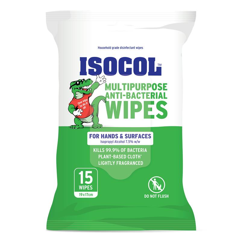 Isocol Hand & Surface Wipes 15 Pack