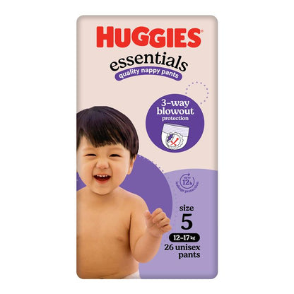 Huggies Essentials Nappy Pants Size 5 (12-17kg) 26 Pack