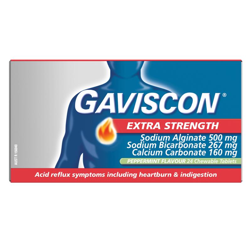 Gaviscon Extra Strength Peppermint Flavour 24 Tablets
