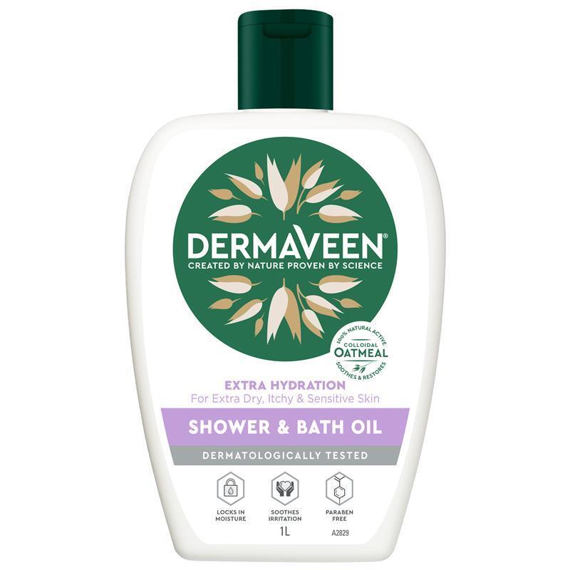 DermaVeen Extra Hydration Shower & Bath Oil for Extra Dry, Itchy & Sensitive Skin 1L - GimmeNow