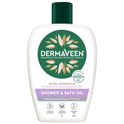 DermaVeen Extra Hydration Shower & Bath Oil for Extra Dry, Itchy & Sensitive Skin 1L - GimmeNow