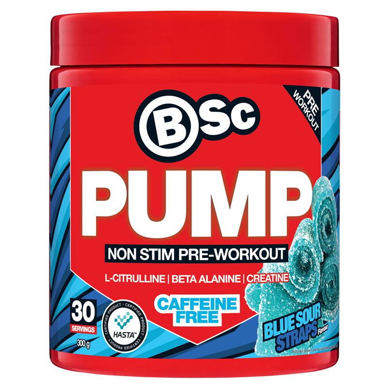 BSc Pump Non Stim Pre-Workout Blue Sour Straps 300g