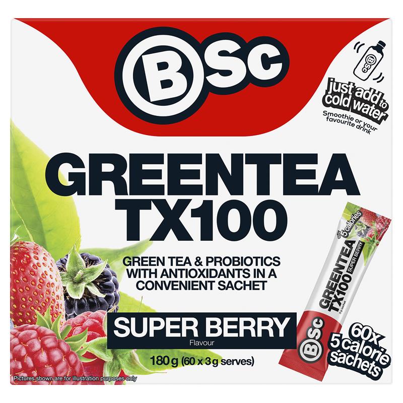 BSc Green Tea TX100 Super Berry 60 x 3g Serve NEW
