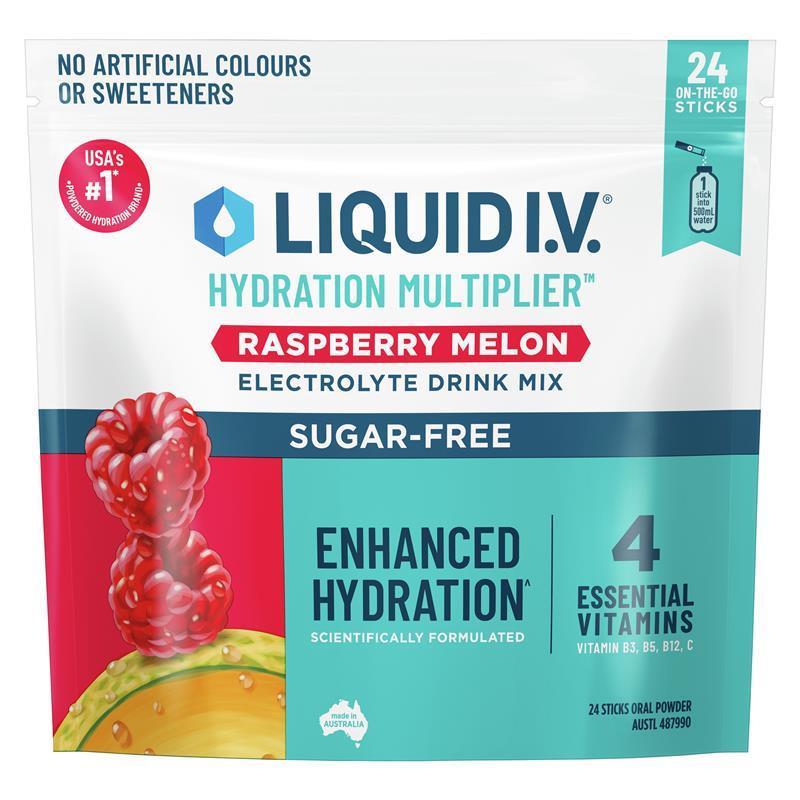 Liquid I.V. Hydration Sugar Free Raspberry Melon 24 Sachets