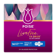 Poise LiveFree Incontinence Pads Regular with Wings 14 Pack