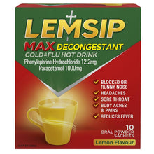 Lemsip Max with Decongestant Lemon 10pk Cold and Flu Hot Drink - GimmeNow
