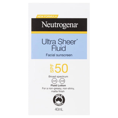 Neutrogena Ultra Sheer Face Fluid Facial Sunscreen SPF 50 40ml