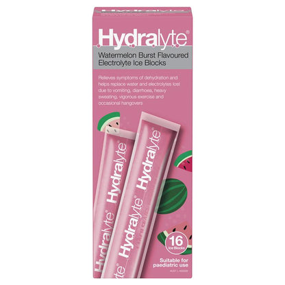 Hydralyte Electrolyte Ice Blocks Watermelon 16