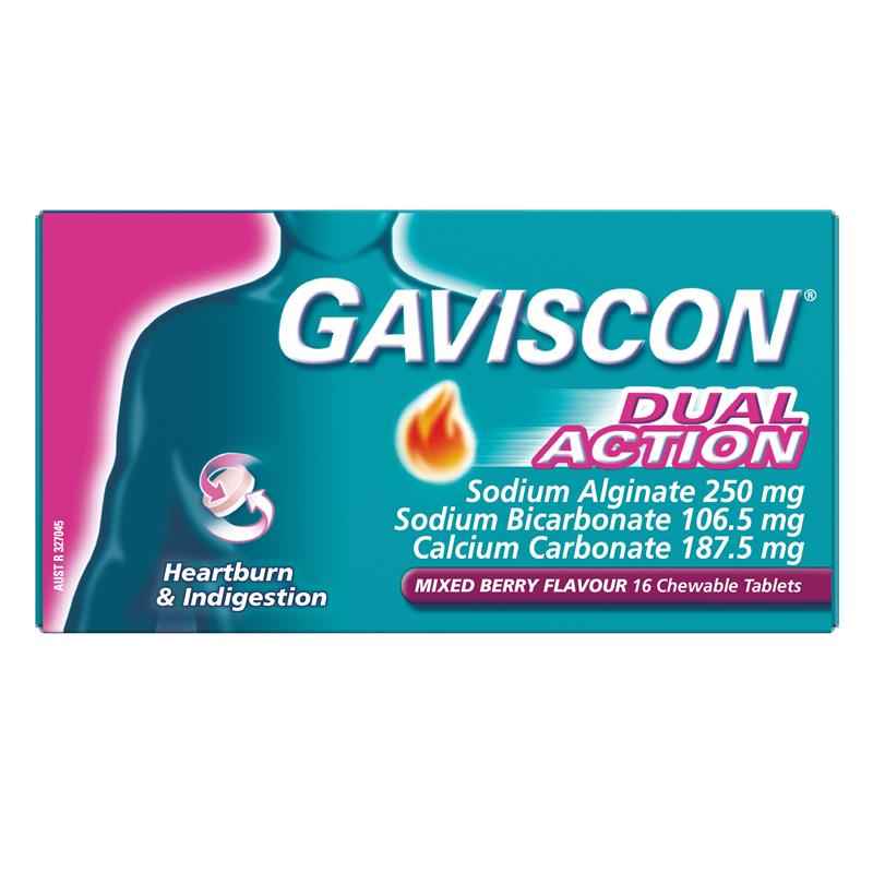 Gaviscon Dual Action Heartburn and Indigestion Relief Mixed Berry 16 Pack