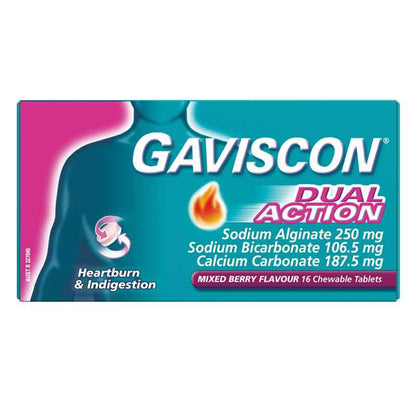 Gaviscon Dual Action Heartburn and Indigestion Relief Mixed Berry 16 Pack