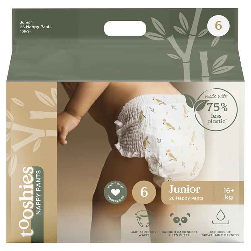 Tooshies Eco Nappy Pants Size 6 Junior 16kg+ 26 Pack