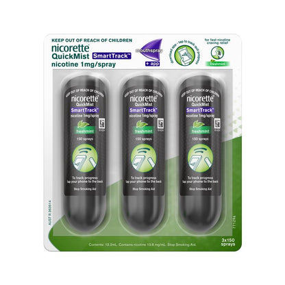 Nicorette Quit Smoking QuickMist SmartTrack Nicotine Mouth Spray Freshmint Triple Pack
