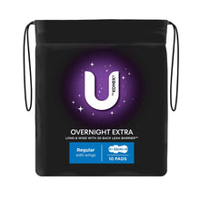 U by Kotex Extra Overnight Pads Wing 10 Pack