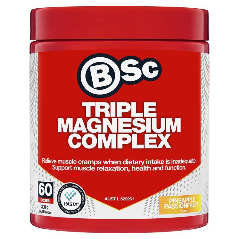 BSc Triple Magnesium + Vitamin D3 Pineapple Passionfruit 300g