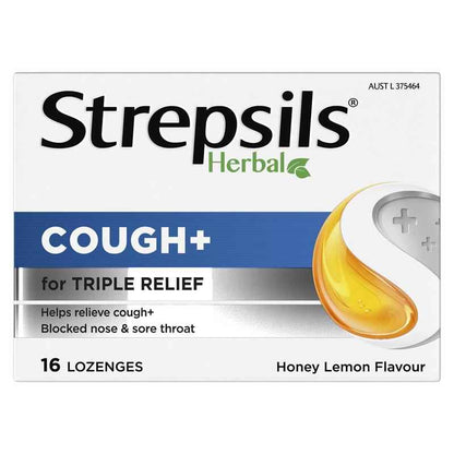 Strepsils Herbal Cough Lozenges Honey Lemon 16 Pack